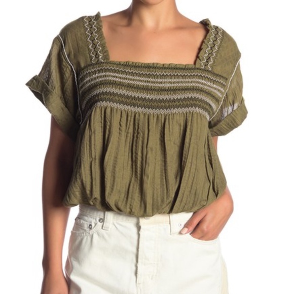 Free People Tops - Free People Wandering Skies Blouse - Moss